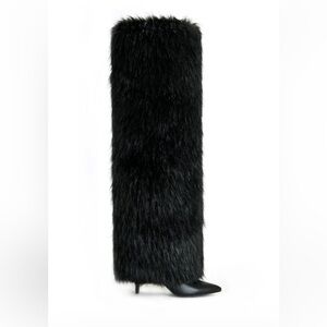 Azalea Wang black fur Stiletto Boots
